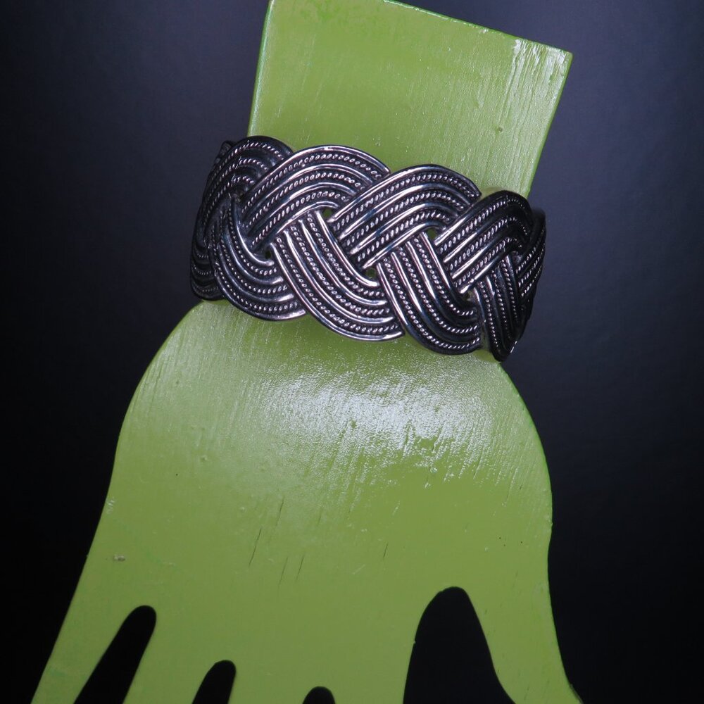 Silver Metal Braided Hinge Cuff - image 2
